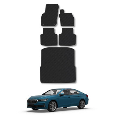 Skoda Superb Estate (2024+) Boot Liner Mat Premium Tufted Carpet Tailored Fit Grey Trim All-Weather Custom Fit By Car Mat Co from B&Q