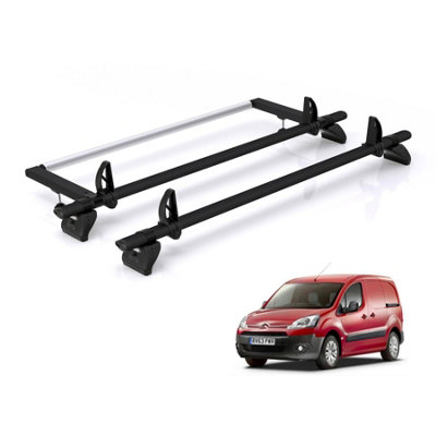 B&Q - Citroen Berlingo Roof Rack For 2008-2018 L1 Models 2 Bars & Roller RhinoBlack Only Fits L1 Wheelbase Models
