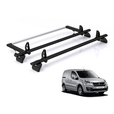 B&Q - Peugeot Partner Roof Rack For 2008-2018 (L1 Wheelbase) 2X Roof Bars  Black Only Fits L1 Wheelbase Models