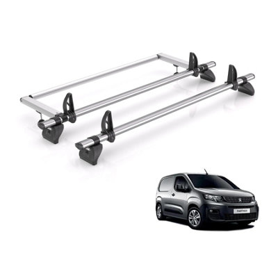 B&Q - Peugeot Partner Roof Rack For 2018+ Standard (L1) 2X Bars & RollerRhino Fleet Only Fits Standard (L1) Wheelbase