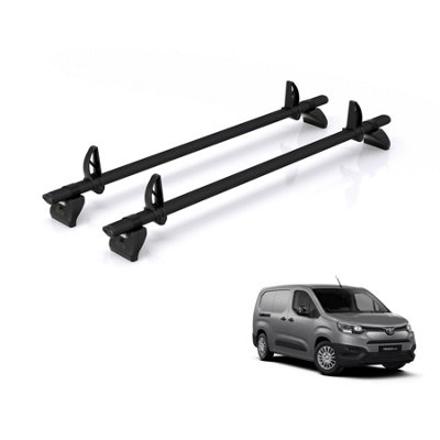B&Q -  Roof Rack For Toyota Proace City (2020+) 2X Aluminium Roof Bars (Only Fits Long (L2) Wheelbase)Kammbar BlackGc2Ba