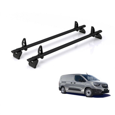 B&Q -  Roof Rack For Vauxhall Combo (2018+) 2X Aluminium Roof Bars (Only Fits Long (L2) Wheelbase)Kammbar BlackGc2Ba