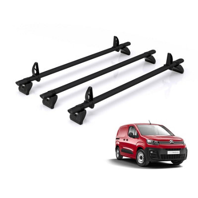B&Q -  Roof Rack For Citroen Berlingo (2018+) 3X Aluminium Roof Bars (Only Fits Xl (L2) Wheelbase Models)Kammbar BlackGc3Ba