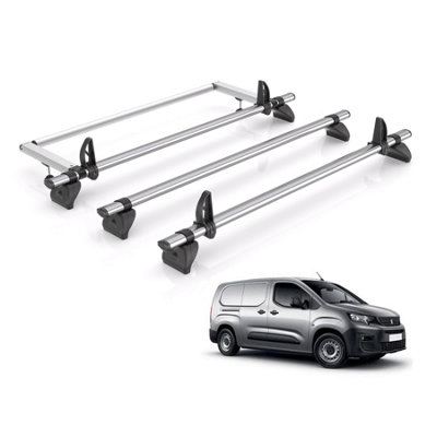 B&Q - Vd  Kammbar Fleet & Roller 3 Bars Roof Rack For The Peugeot Partner 2018+ Only Fits Long (L2) Wheelbase