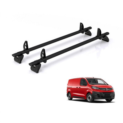 B&Q -  Roof Rack For Vauxhall Vivaro (2019+) 2X Aluminium Roof BarsKammbar BlackJc2Ba