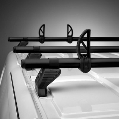 B&Q -  Roof Rack For Vauxhall Vivaro (2019+) 3X Aluminium Roof Bar & Ladder RollerKammbar BlackJc3Ba/br25