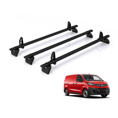 B&Q -  Roof Rack For Vauxhall Vivaro (2019+) 3X Aluminium Roof BarsKammbar BlackJc3Ba