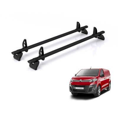 B&Q -  Roof Rack For Citroen Dispatch (2016+) 2X Aluminium Roof Bars (Only Fits Xs Wheelbase Models)Kammbar BlackJd2Ba