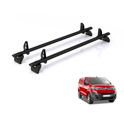 B&Q -  Roof Rack For Peugeot Expert (2016+) 2X Aluminium Roof Bars (Only Fits Compact Wheelbase Models)Kammbar BlackJd2Ba