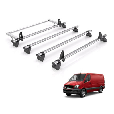 B&Q -  Fleet Roof Rack For Mercedes Sprinter 2006-2018 Std Roof4 Bars + Roller
