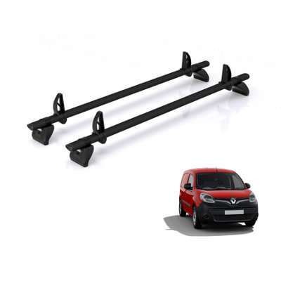 B&Q -  Roof Rack For Renault Kangoo (2008-2021) 2X Aluminium Roof BarsKammbar BlackP2Ba