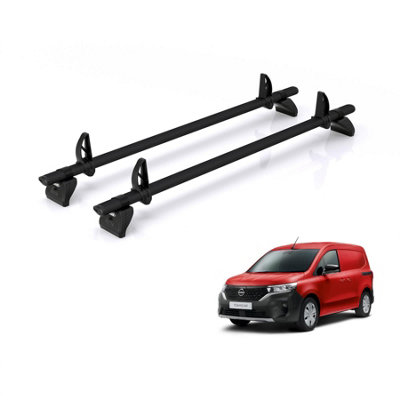 B&Q -  Roof Rack For Nissan Townstar (2022+) 2X Aluminium Roof BarsKammbar BlackPb2Ba