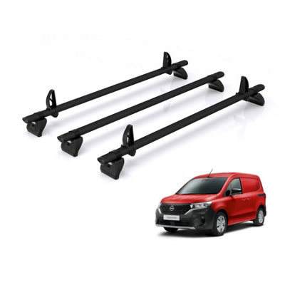 B&Q -  Roof Rack For Nissan Townstar (2022+) 3X Aluminium Roof BarsKammbar BlackPb3Ba