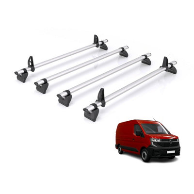 B&Q -  Roof Rack For Renault Master (2024+) 4X Aluminium Roof Bars (Only Fits L2H2/l3H2)Kammbar ProQd4Pr Only Fits L2H2/l3H2