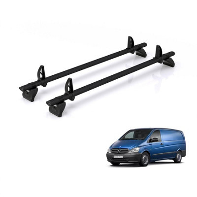 B&Q -  Roof Rack For Mercedes Vito (2003-2014) 2X Aluminium Roof BarsKammbar BlackRa2Ba