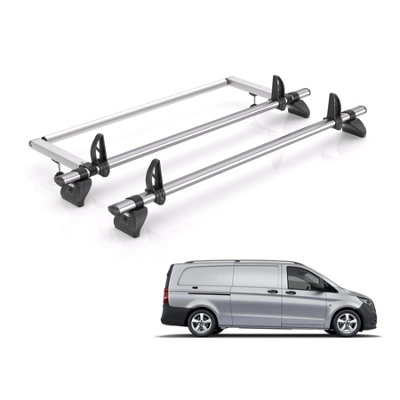 B&Q - Mercedes Vito Roof Rack For 2014+ (Tailgate Door) 2X Bars + RollerRhino Fleet