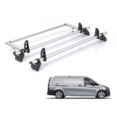 B&Q - Mercedes Vito Roof Rack For 2014+ (Tailgate Door) 2X Bars + RollerRhino Pro Only Fits Extra Long Wheelbase Models With Tailgate