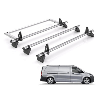 B&Q - Mercedes Vito Roof Rack For 2014+ (Tailgate Door) 3X Bars + RollerRhino Fleet