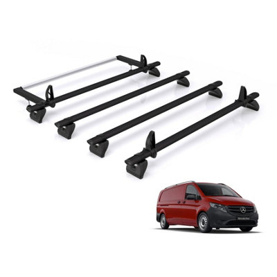 B&Q - Mercedes Vito Roof Rack For 2014+ (Compact/long) 4X Bars+ RollerRhino Black Only Fits Compact/long Wheelbase Models