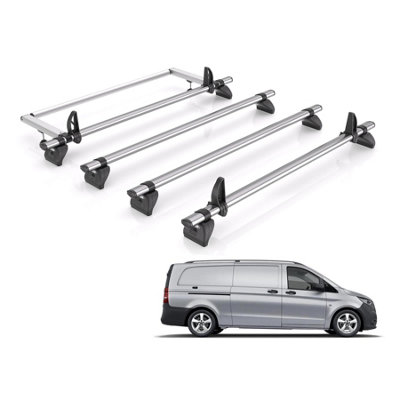 B&Q - Mercedes Vito Roof Rack For 2014+ (Tailgate Door) 4X Bars + RollerRhino Fleet