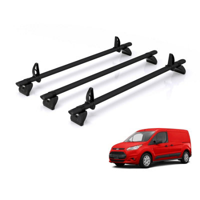 B&Q - Ford Transit Connect Roof Rack For 2013-2024 (Long L2) 3X Roof Bars  Black Only Suitable For Long (L2) Wheelbase Models