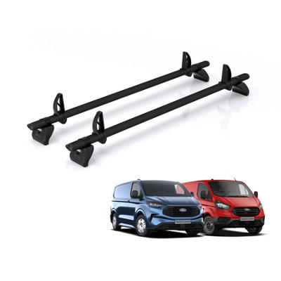 B&Q -  Roof Rack For Ford Transit Custom (2013+) 2X Aluminium Roof Bars (Only Suitable For Standard (H1) Roof) Kammbar Black Tb2Ba