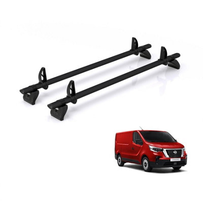 B&Q -  Roof Rack For Nissan Primastar (2022+) 2X Aluminium Roof Bars (Only Fits Standard (H1) Roof)Kammbar BlackVa2Ba