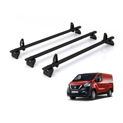 B&Q -  Roof Rack For Nissan Nv300 (2016-2021) 3X Aluminium Roof Bars (Only Fits Standard Roof (H1))Kammbar BlackVa3Ba