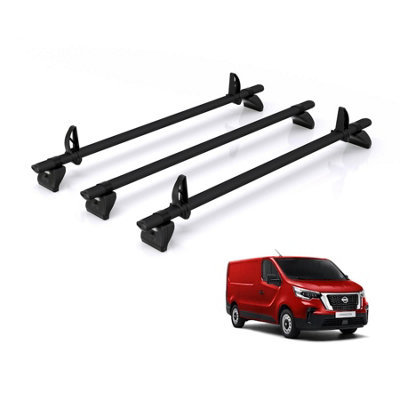 B&Q -  Roof Rack For Nissan Primastar (2022+) 3X Aluminium Roof Bars (Only Fits Standard (H1) Roof)Kammbar BlackVa3Ba