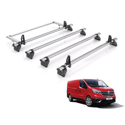 B&Q - Renault Trafic Roof Rack For 2014+ (Standard Roof) 4 Bars & RollerRhino Fleet Only Fits Standard Roof (H1) With Barn Doors