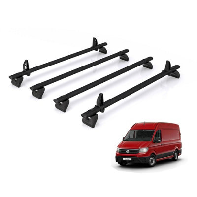 B&Q -  Roof Rack For Vw Crafter (2017+) 4X Aluminium Roof Bars (Not Suitable For Super-High Roof Models)Kammbar BlackVc4Ba