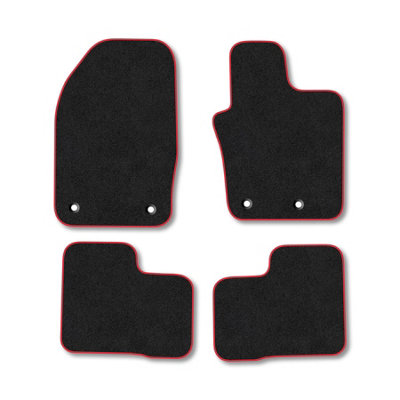Car Mat Co Fiat 500X  (2016+) Premium Car Mats Tufted-Pile Carpet Red Trim Tailored Fit Car Accessories Durable Set from B&Q