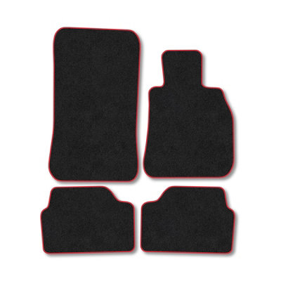Car Mat Co Bmw 1 Series (2004-2011) (E87) Premium Car Mats Tufted-Pile Carpet Red Trim Tailored Fit Car Accessories Durable Set