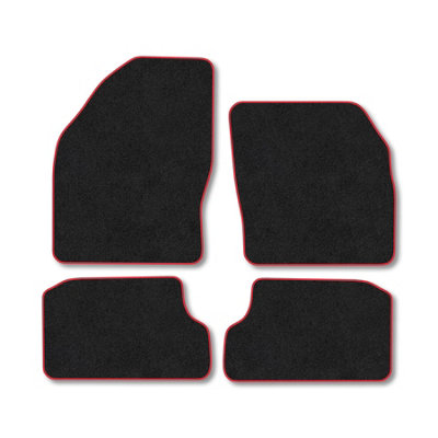 Car Mat Co Ford Focus (2005-2011) (Mk2) Premium Car Mats Tufted-Pile Carpet Red Trim Tailored Fit Car Accessories Durable Set from B&Q