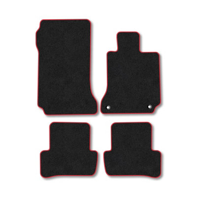 B&Q -  Mercedes C-Class (2007-2015) (W204) (Auto) (Saloon  Estate) Premium Tufted Carpet Car Mats Red Trim(Carpet)
