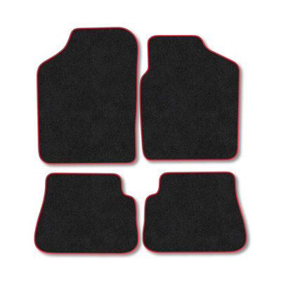 Car Mat Co Kia Picanto (2004-2009) Premium Car Mats Tufted-Pile Carpet Red Trim Tailored Fit Car Accessories Durable Set from B&Q