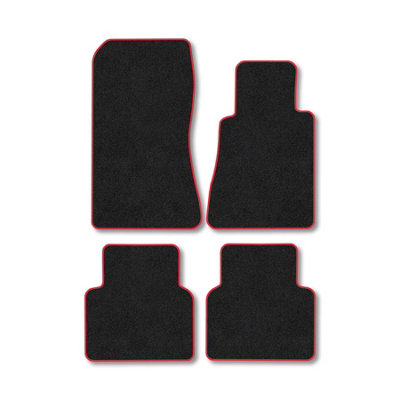 Car Mat Co Mercedes 190E (1982-1993) (W201) Premium Car Mats Tufted-Pile Carpet Red Trim Tailored Fit Car Accessories Durable Set from B&Q
