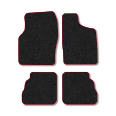 B&Q -  Saab 9-3 (1998-2002) Premium Car Mats Tufted-Pile Carpet Red Trim Tailored Fit Car Accessories Durable Set