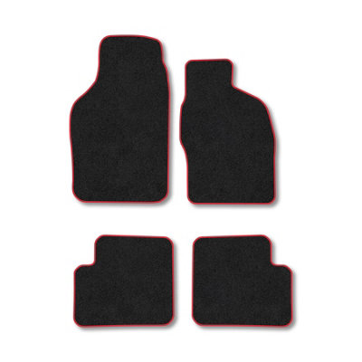 B&Q -  Saab 9-3 (1998-2002) (Convertible) Premium Car Mats Tufted-Pile Carpet Red Trim Tailored Fit Car Accessories Durable Set