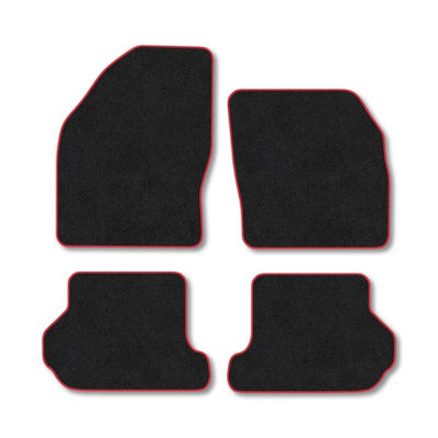 Car Mat Co Ford Focus (2007-2010) (Mk2) (Cabriolet) Premium Car Mats Tufted-Pile Carpet Red Trim Tailored Fit Car Accessories Durable Set from B&Q