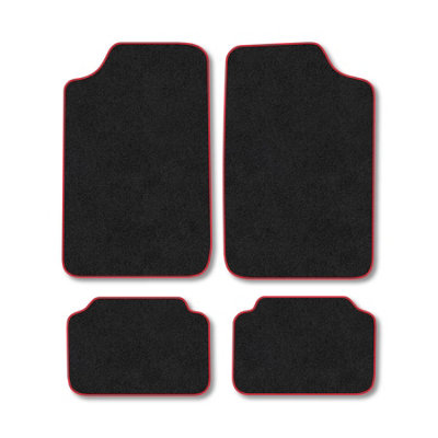 B&Q -  Peugeot 309 (1985-1994) Premium Car Mats Tufted-Pile Carpet Red Trim Tailored Fit Car Accessories Durable Set