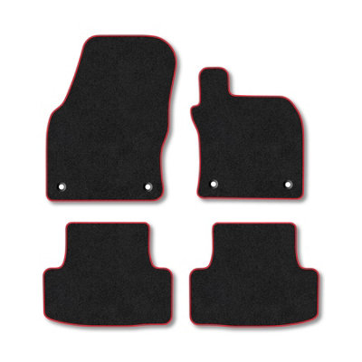 Car Mat Co Skoda Karoq (2017+) Premium Car Mats Tufted-Pile Carpet Red Trim Tailored Fit Car Accessories Durable Set from B&Q