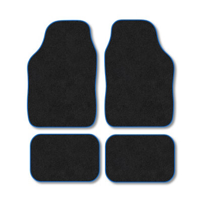 Car Mat Co Universal Mats Premium Car Mats Tufted-Pile Carpet Blue Trim Tailored Fit Car Accessories Durable Set from B&Q