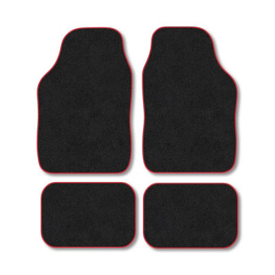 Car Mat Co Universal Mats Premium Car Mats Tufted-Pile Carpet Red Trim Tailored Fit Car Accessories Durable Set from B&Q