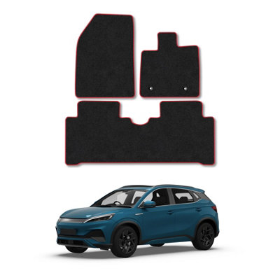 Car Mat Co Byd Atto 3 (2022+) Premium Car Mats Tufted-Pile Carpet Red Trim Tailored Fit Car Accessories Durable Set from B&Q