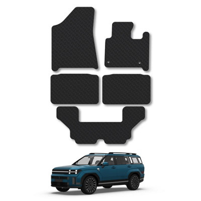 Car Mat Co Hyundai Santa Fe (Hev) (7 Seats) (2024+) Rubber Car Mats Heavy-Duty Tailored Fit from B&Q
