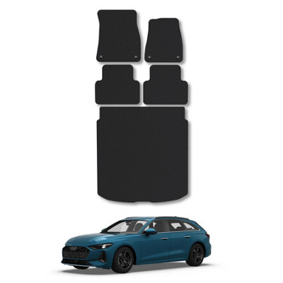 Car Mat Co Audi A5 Avant (2025+) 5mm Thick Rubber Car Mats Heavy-Duty Tailored Fit Easy-Clean With Clips from B&Q