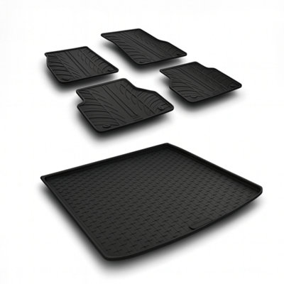 B&Q -  Skoda Kamiq (2023+) Boot Liner And Floor Mats Bundle Tailored Fit Rubber Waterproof Easy-Clean Anti-Slip