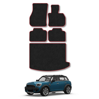 Car Mat Co Mini Countryman (2017-2023) Car Mats Tailored Fit Red Trim Accessory Carpet Car Accessories Floor Mat from B&Q