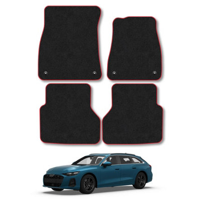 Car Mat Co Audi A6 Estate (Not E-Tron) (2025+) Car Mats Accessories Tailored Fit Carpet Floor Mats Non Slip Red Trim Accessory Compatible from B&Q
